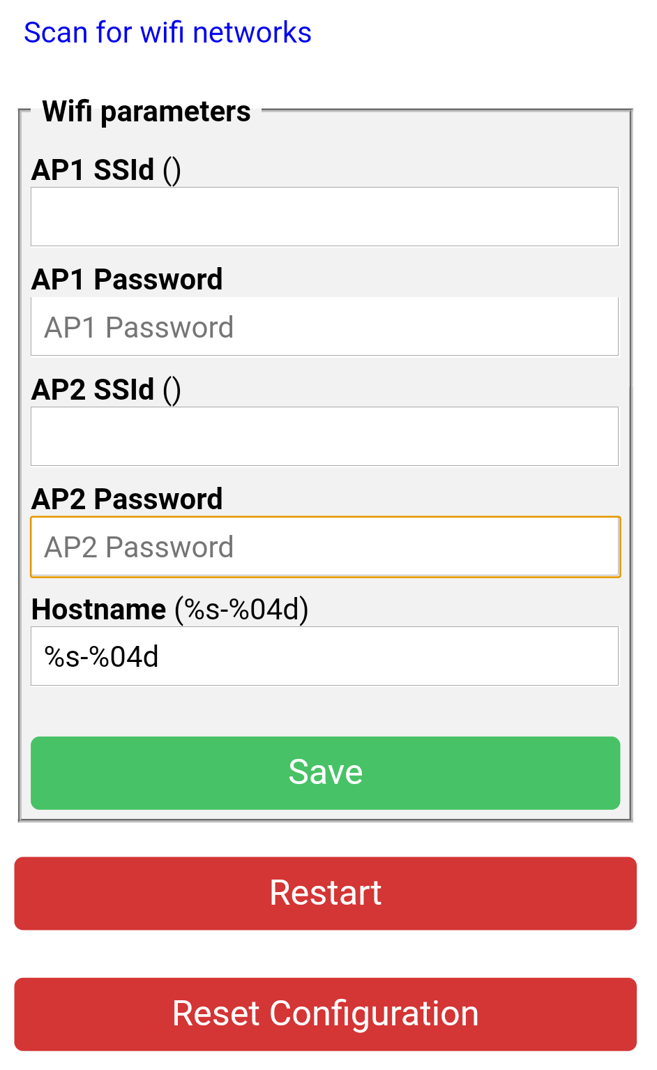 Tasmota WIFI configuration